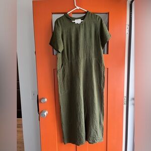 Dark green small Flax linen dress